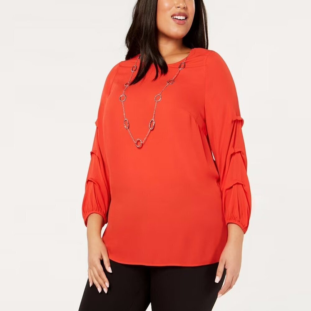 JM Collection Red 3/4 Sleeve Blouse Size L